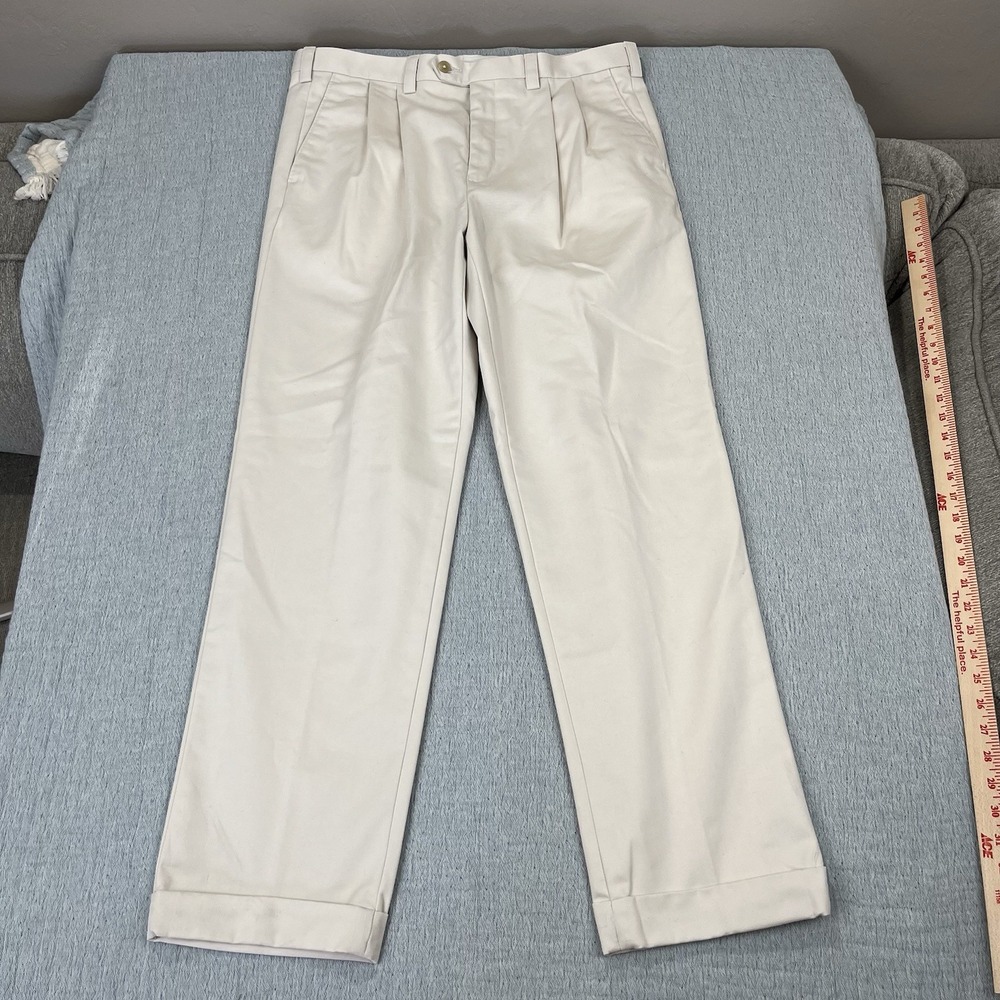 Polo Golf Ralph Lauren Pants Mens 36x32 Khaki Fairway Fit Cuffed Pleated Chino‎